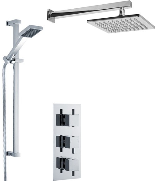 Additional image for Triple Thermostatic Shower Valve With Head & Slide Rail Kit.