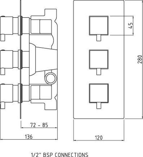 Additional image for Triple Thermostatic Shower Valve With Head & Slide Rail Kit.