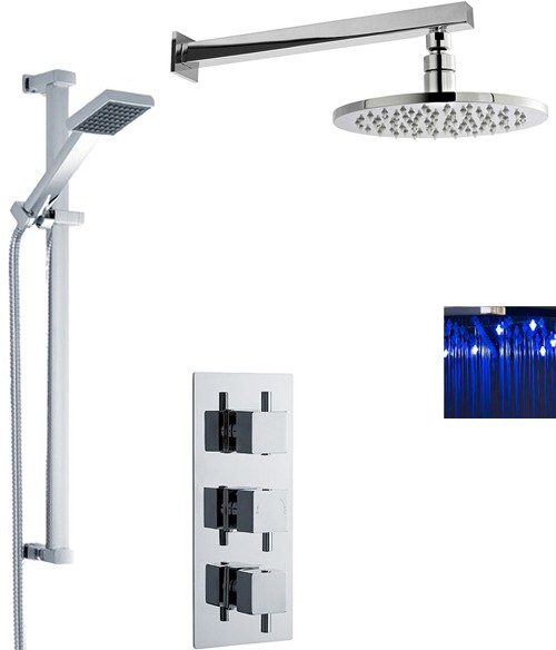 Additional image for Triple Thermostatic Shower Valve, LED Head & Slide Rail Kit.