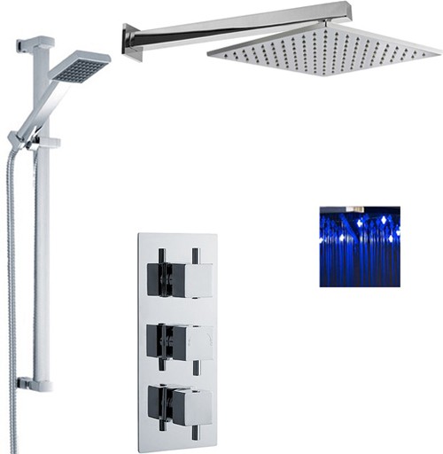 Additional image for Triple Thermostatic Shower Valve, LED Head & Slide Rail Kit.