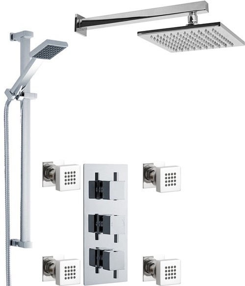 Additional image for Triple Shower Valve With Head & Slide Rail Kit & Body Jets.