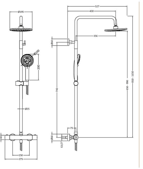 Additional image for Thermostatic Bar Shower Valve With Kit (Chrome).