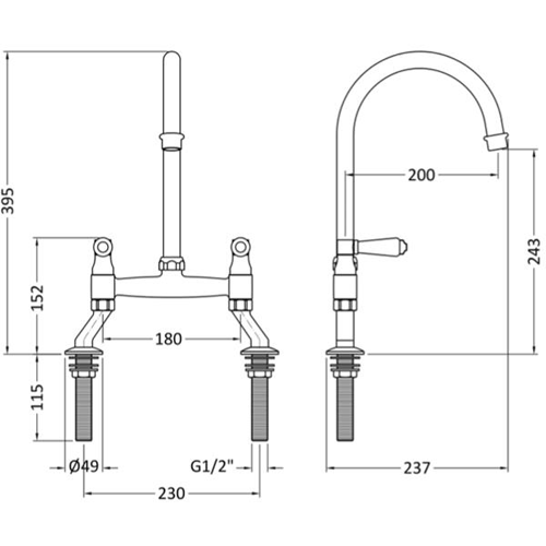 Additional image for Bridge Sink Mixer Kitchen Tap (Chrome).