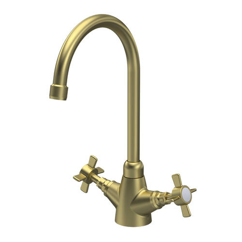 Additional image for Sink Mixer Tap (Brushed Brass, Crosshead Handles).