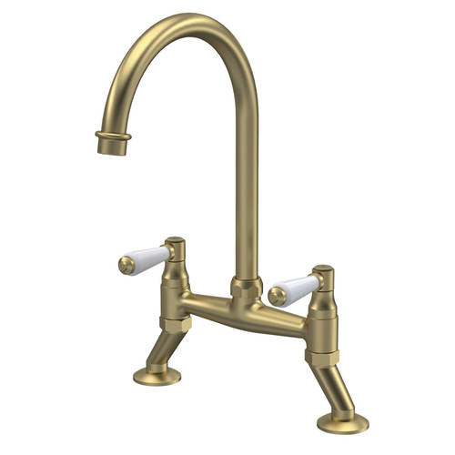 Additional image for Bridge Sink Mixer Tap (Brushed Brass, Lever Handles).