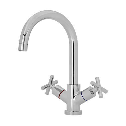 Additional image for Mono Kitchen Tap With Crosshead Handles (Chrome).