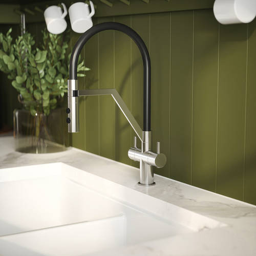 Additional image for Rinser Kitchen Tap With Dual Handles (Chrome).