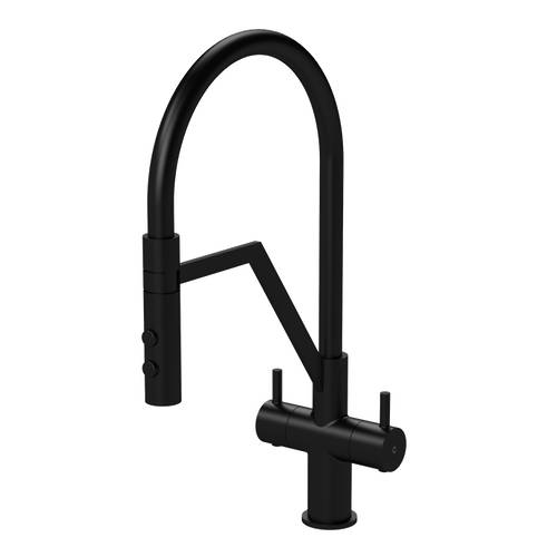 Additional image for Rinser Kitchen Tap With Dual Handles (Matt Black).