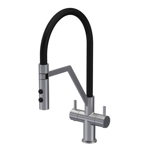 Additional image for Rinser Kitchen Tap With Dual Handles (Brushed Nickel).
