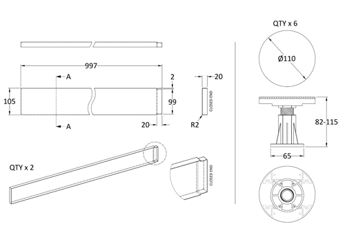 Additional image for Easy Plumb Leg & Plinth Set 700-900mm (Slate Grey).