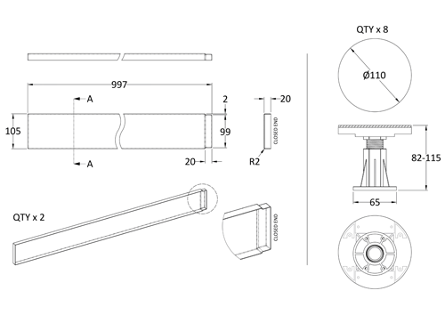 Additional image for Easy Plumb Leg & Plinth Set 1000mm (Slate Grey).