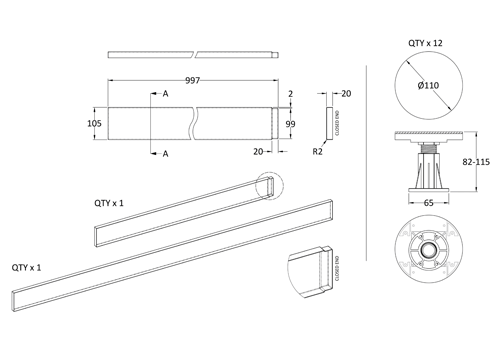 Additional image for Easy Plumb Leg & Plinth Set 1300-1800mm (Slate Grey).