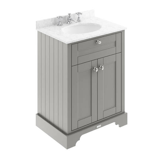Additional image for Vanity Unit, Basin & Grey Marble 600mm (Grey, 3TH).