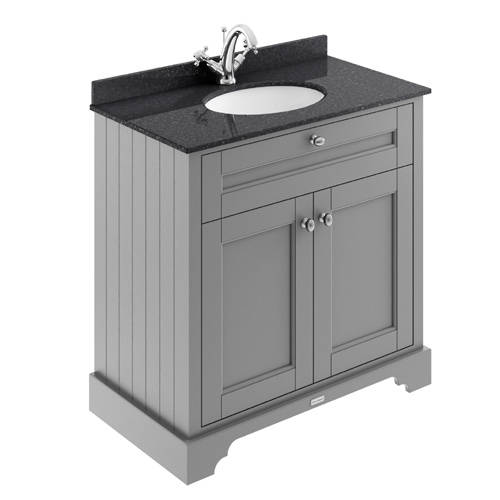 Additional image for Vanity Unit, Basin & Black Marble 800mm (Grey, 1TH).