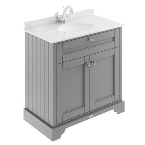 Additional image for Vanity Unit, Basin & White Marble 800mm (Grey, 1TH).