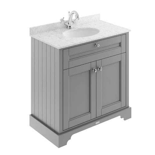 Additional image for Vanity Unit, Basin & Grey Marble 800mm (Grey, 1TH).