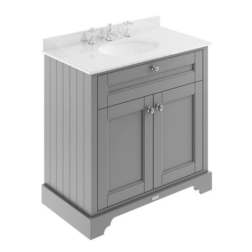 Additional image for Vanity Unit, Basin & White Marble 800mm (Grey, 3TH).