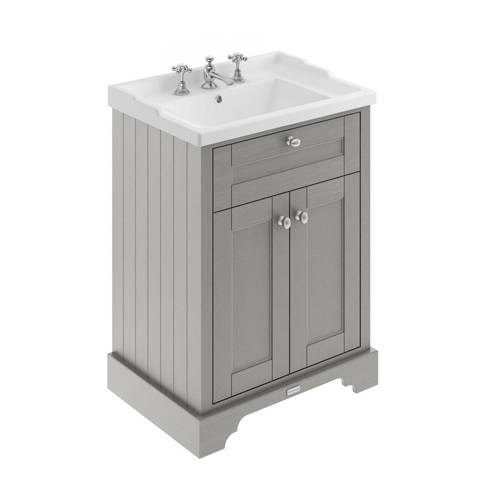 Additional image for Vanity Unit With Basins 600mm (Storm Grey, 3TH).