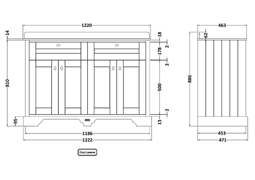 Additional image for Vanity Unit With 2 Basins & White Marble (Grey, 1TH).