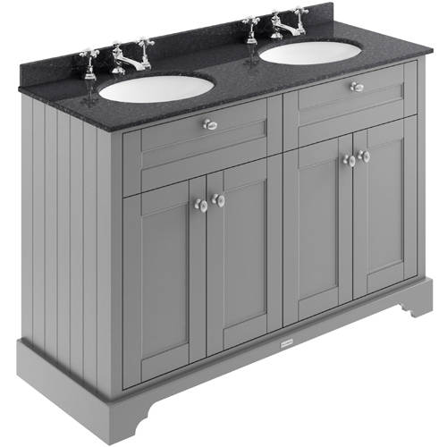 Additional image for Vanity Unit With 2 Basins & Black Marble (Grey, 3TH).
