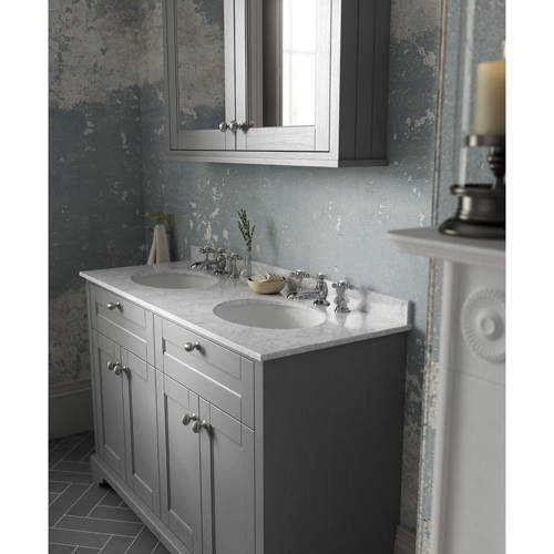 Additional image for Vanity Unit With 2 Basins & White Marble (Grey, 3TH).