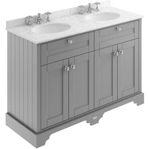 Additional image for Vanity Unit With 2 Basins & Grey Marble (Grey, 3TH).