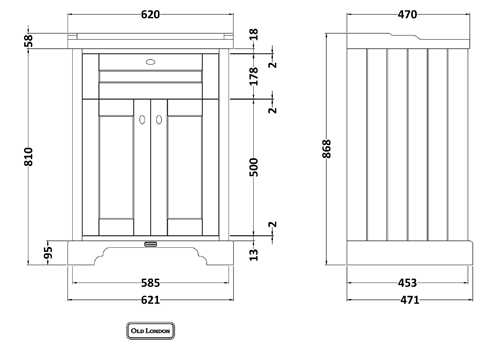 Additional image for Vanity Unit With Basins 600mm (Twilight Blue, 1TH).