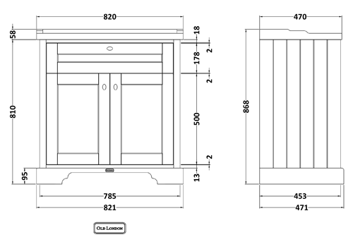 Additional image for Vanity Unit With Basins 800mm (Blue, 1TH).