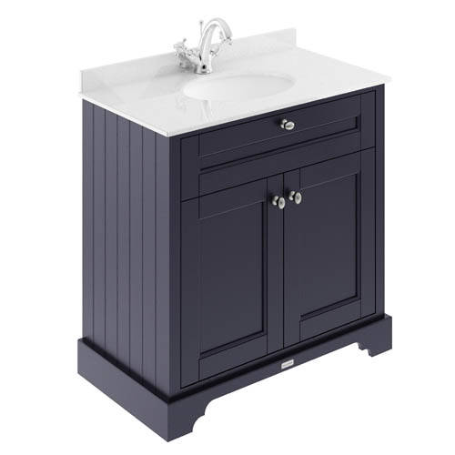 Additional image for Vanity Unit, Basin & White Marble 800mm (Blue, 1TH).
