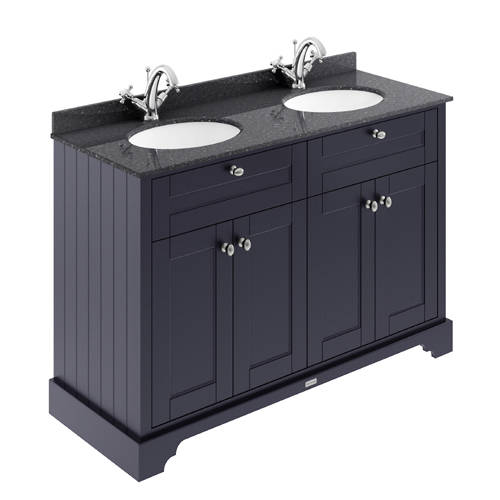 Additional image for Vanity Unit With 2 Basins & Black Marble (Blue, 1TH).