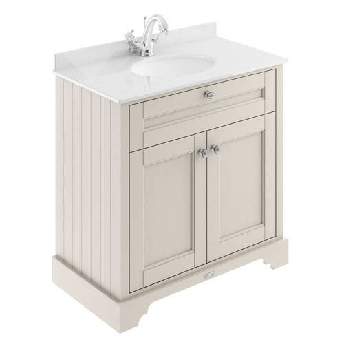 Additional image for Vanity Unit, Basin & White Marble 800mm (Sand, 1TH).