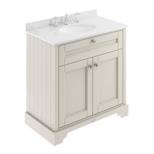 Additional image for Vanity Unit, Basin & White Marble 800mm (Sand, 3TH).