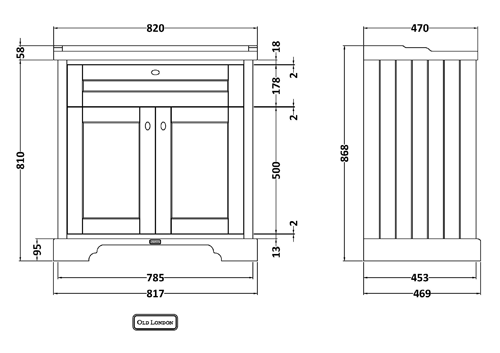 Additional image for Vanity Unit With Basins 800mm (Sand, 3TH).