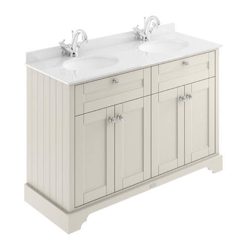 Additional image for Vanity Unit With 2 Basins & White Marble (Sand, 1TH).