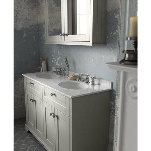 Additional image for Vanity Unit With 2 Basins & Grey Marble (Sand, 3TH).