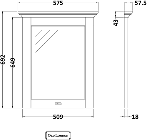 Additional image for Flat Mirror & Frame 600mm (Storm Grey).