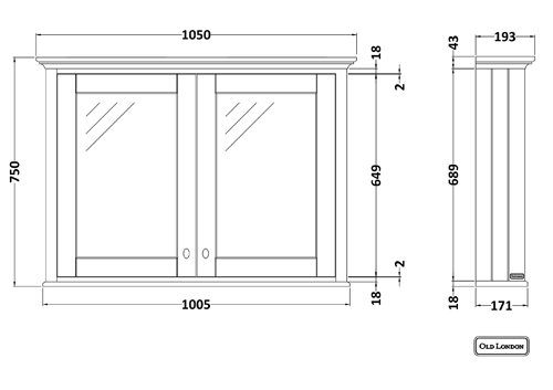 Additional image for Mirror Bathroom Cabinet 1050mm (Storm Grey).