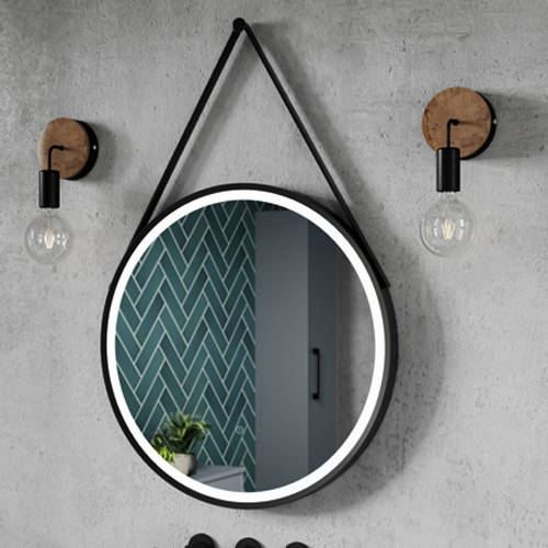 Additional image for Round Illuminated Mirror (600mm, Black).