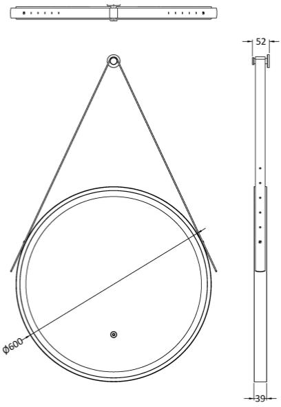 Additional image for Round Illuminated Mirror (600mm, Black).