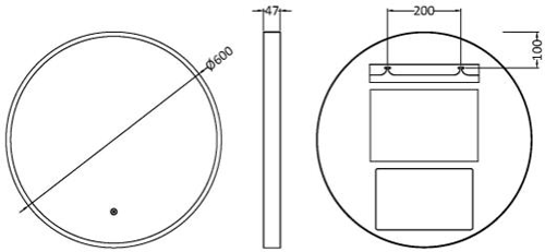 Additional image for Round Illuminated Mirror (600mm, Chrome).
