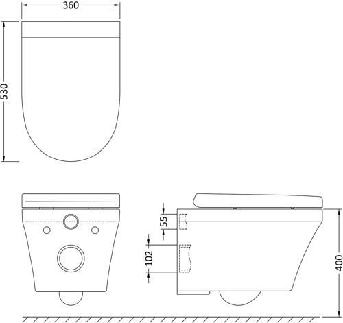 Additional image for Luna Wall Hung Toilet Pan, Seat, 420mm Basin & Ped.