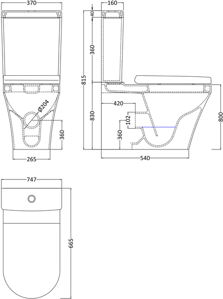 Additional image for Luna Flush To Wall Toilet, Seat, 425mm Basin & Ped.