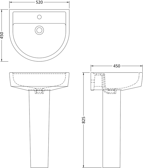 Additional image for Luna Semi Flush To Wall Toilet, Seat, 520mm Basin.