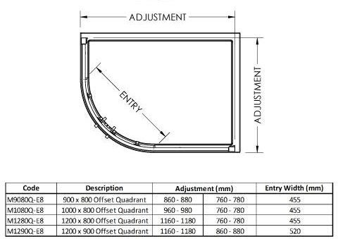 Additional image for Apex Offset Quadrant Shower Enclosure (1000x800mm).