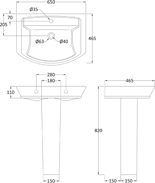 Additional image for Maya Flush Toilet With 650mm Basin & Full Ped.