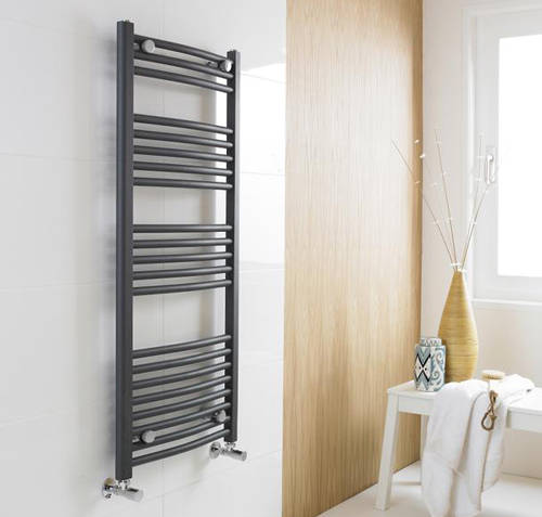 Additional image for Curved Ladder Towel Radiator (Anthracite). 1150x500mm.