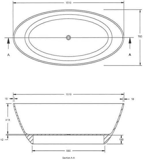 Additional image for Grace Freestanding Bath 1510x760mm.