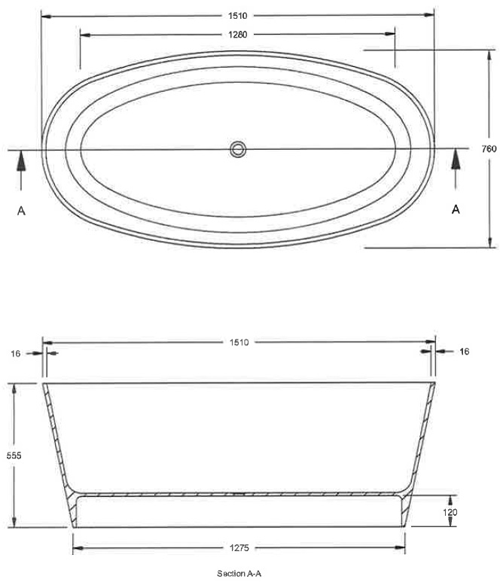 Additional image for Rose Freestanding Bath 1510x760mm.