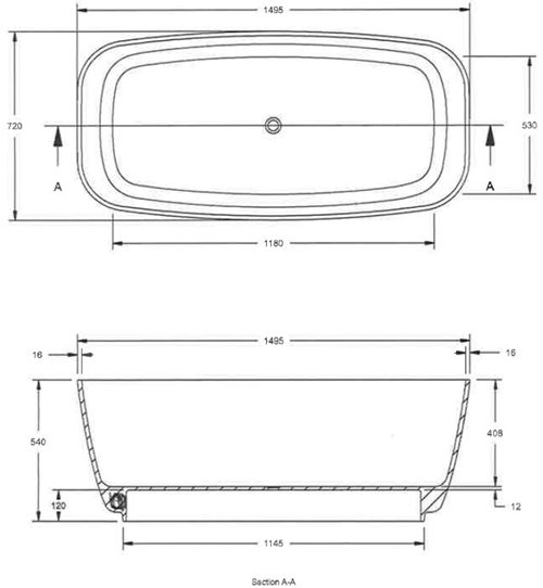 Additional image for Bella Freestanding Bath 1495x721mm.