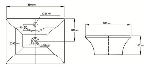 Additional image for Rectangular Free Standing Basin (490x400mm).